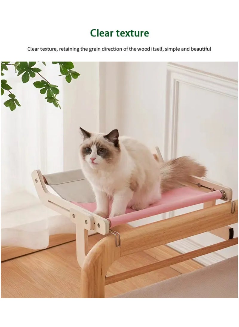 A.M - Wooden Cat Window Hammock Window cat Bed cat Hammock,Cat Sill Window Perch Sturdy Cat Hammock Window Seat,Cat Window Shelf Seat with 4 Legs,Adjustable Cat Bed Suitablefor Windowsill - Image 1