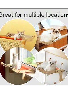 A.M Wooden Cat Window Hammock Window cat Bed cat Hammock,Cat Sill Window Perch Sturdy Cat Hammock Window Seat,Cat Window Shelf Seat with 4 Legs,Adjustable Cat Bed Suitablefor Windowsill  - Image 5