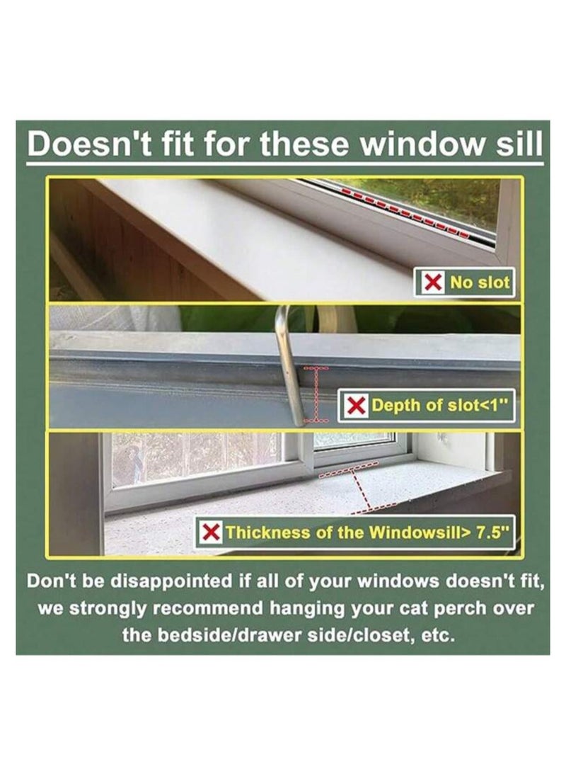 A.M - Wooden Cat Window Hammock Window cat Bed cat Hammock,Cat Sill Window Perch Sturdy Cat Hammock Window Seat,Cat Window Shelf Seat with 4 Legs,Adjustable Cat Bed Suitablefor Windowsill - Image 1