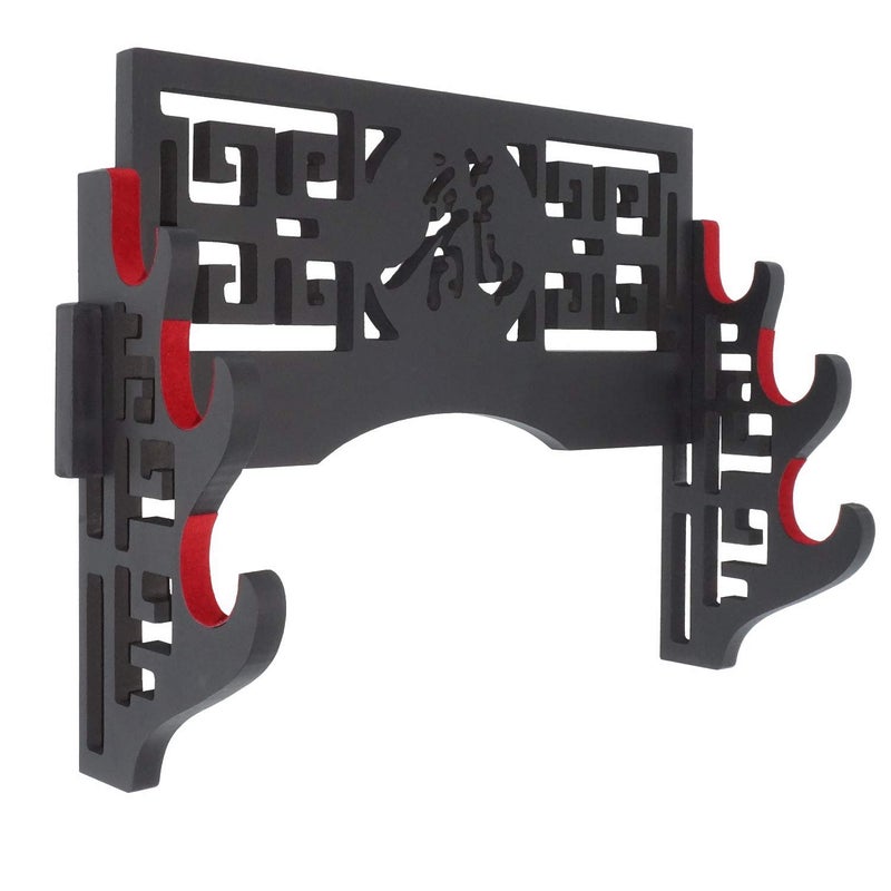 Eforlife Eforlife Velvet Protect Sword Wall Mount Sword Holder Display Stand with Felt Strips for Katana Wakizashi Genji and Samurai Swords 3 Tier Dragon
