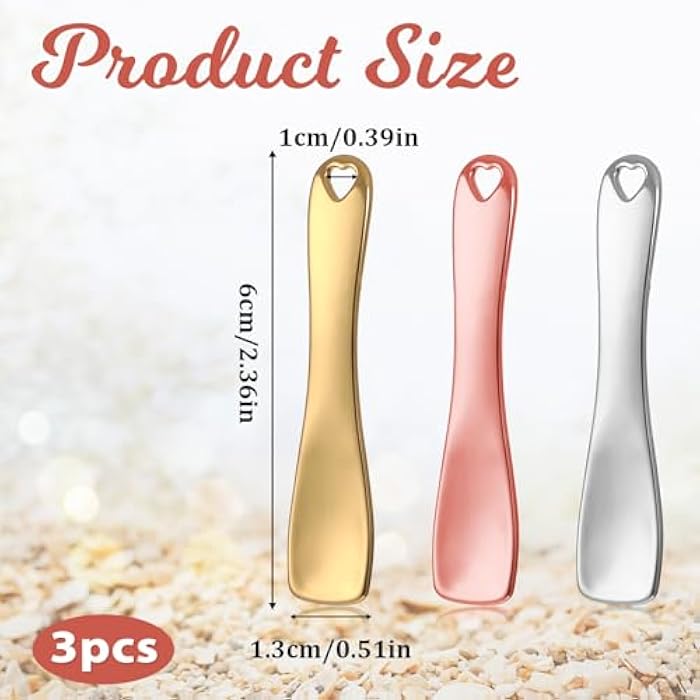 JIYIN 3 PCS Mini Metal Makeup Spatula, Reusable Skin Care Cosmetic Spatula Facial Applicator Tool Beauty Spatula Cosmetic Spatula for Face Mask Cream Lotions Moisturizers(Silver Gold Rose Gold) - Image 2