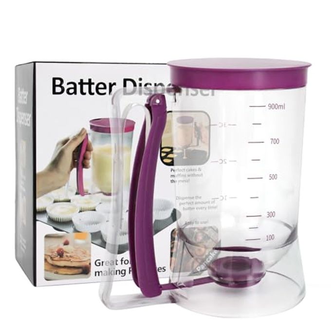 YOUOIVIA Pancake Batter Dispenser 4-Cup Cupcake Batter Separator with Squeeze Handle Kitchen Must Have Baking Tool for Pancakes, Cupcake, Waffle, Muffin Mix Pancake Maker with Measuring Label - Image 1