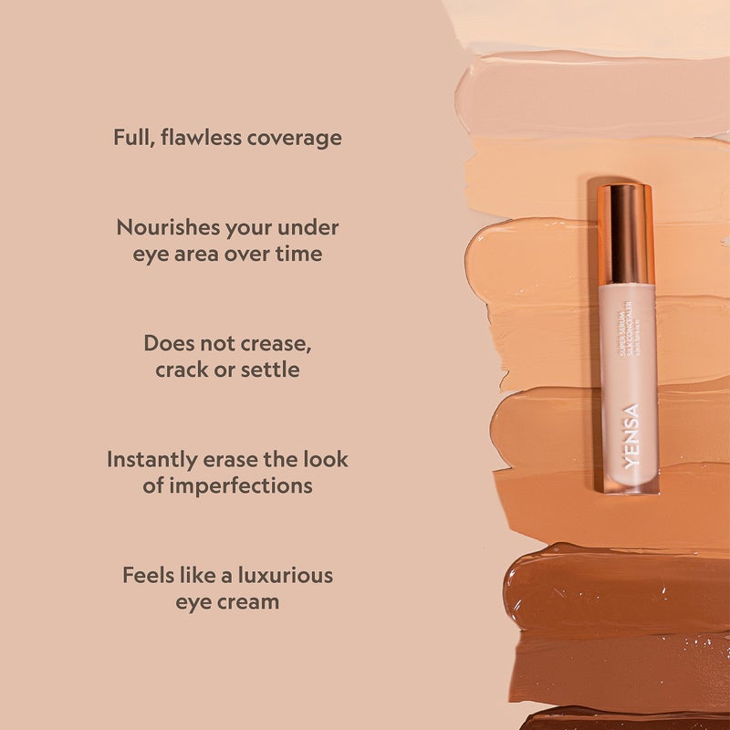 YENSA Super Serum Silk Concealer - Full Coverage Undereye Concealer & Peptides Serum for Face - Enriched with Vitamins C & E, Bakuchiol & Superfoods to Boost Radiance - Light 1 (0.2 Fl oz) - Image 5