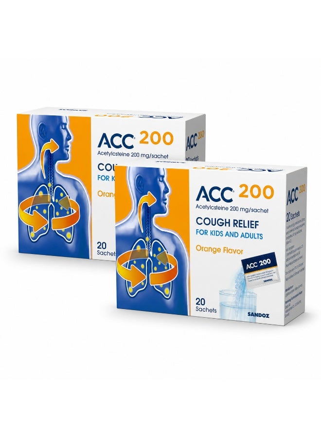 ACC 200 - 20 Sachets 2PCS| Acetylcysteine 200mg Orange Flavor Cough Relief