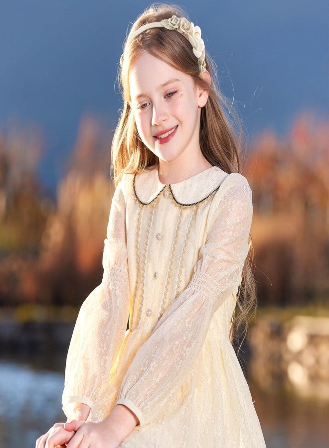 Tmtains Flower Headbands for Girls Kids Toddlers Rose Floral Headpiece Non Slip Elegant Wedding Flower Crown Hairband Spring Summer Fashion Cloth Headdress Accessories for Birthday Party (Beige) - Image 5