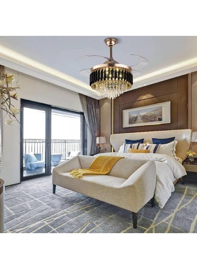 Luxury Crystal Ceiling Fan with Light & Remote Control, Modern Chandelier Fan, LED Decorative Ceiling Fan for Living Room, Bedroom, Dining Area – Silent Motor - Image 2