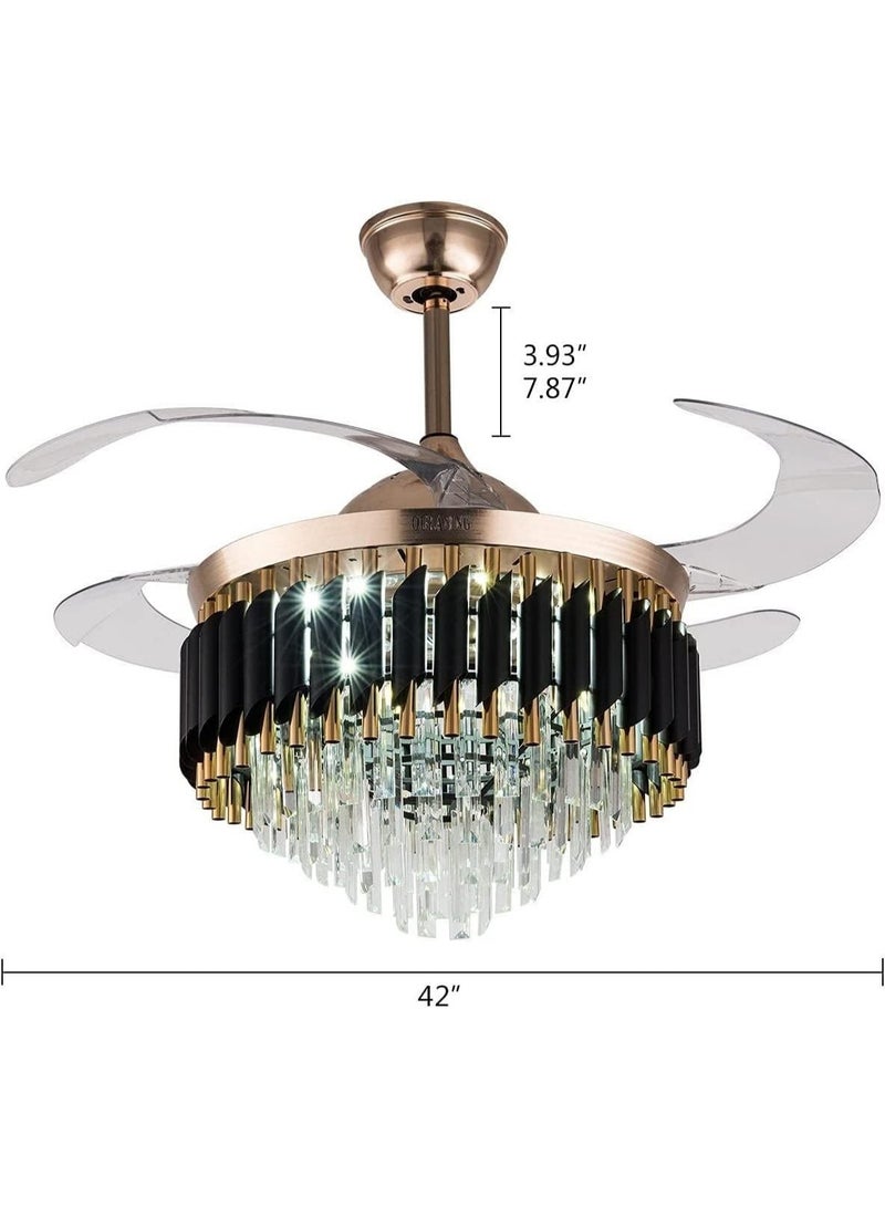 Luxury Crystal Ceiling Fan with Light & Remote Control, Modern Chandelier Fan, LED Decorative Ceiling Fan for Living Room, Bedroom, Dining Area – Silent Motor - Image 3