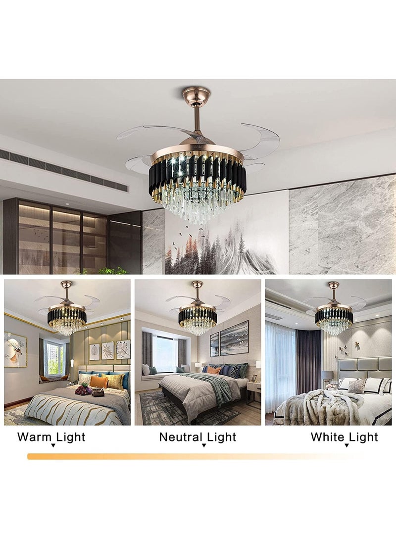 Luxury Crystal Ceiling Fan with Light & Remote Control, Modern Chandelier Fan, LED Decorative Ceiling Fan for Living Room, Bedroom, Dining Area – Silent Motor - Image 5