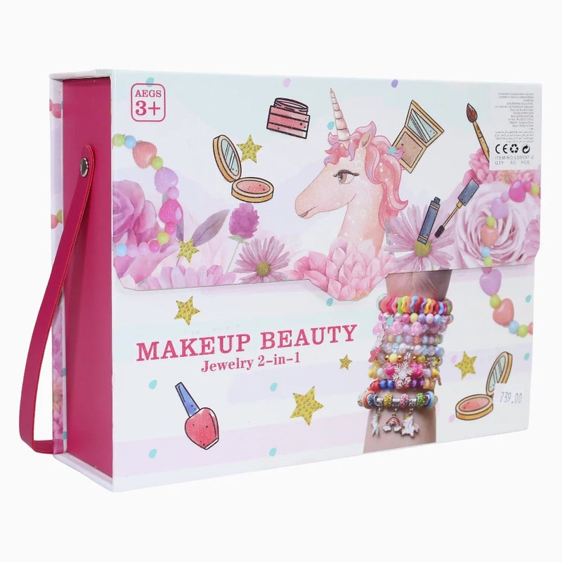 صندوق وحيد القرن السحري للمكياج والأكسسوارات 2 في 1 - ‏1i6097LD - Image 1