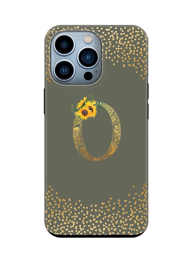 Stylizedd Monogram Tough Series for Apple iPhone 13 Pro Custom Initials Floral Mandala Pattern Tough Pro Dual Layer hybrid PC inner TPU protection Alphabet- O (Olive Green) - Image 1