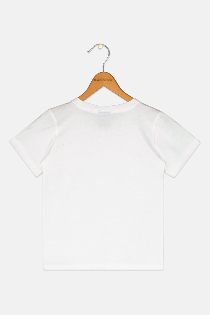 Champion Kids Boy Sportswear Fit Short Sleeve Outdoor T Shirt, White - Image 2