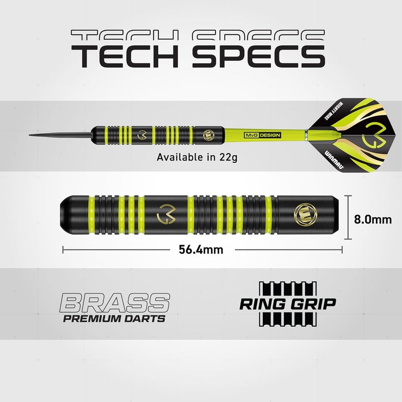 WINMAU Darts Michael 'MvG' Van Gerwen Vs Simon 'The Wizard' Whitlock Twin Set - 22g Steeltip Brass Darts with Flights and Shafts - Image 4