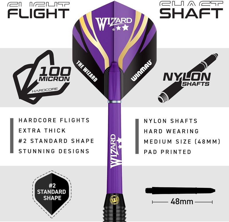 WINMAU Darts Michael 'MvG' Van Gerwen Vs Simon 'The Wizard' Whitlock Twin Set - 22g Steeltip Brass Darts with Flights and Shafts - Image 3
