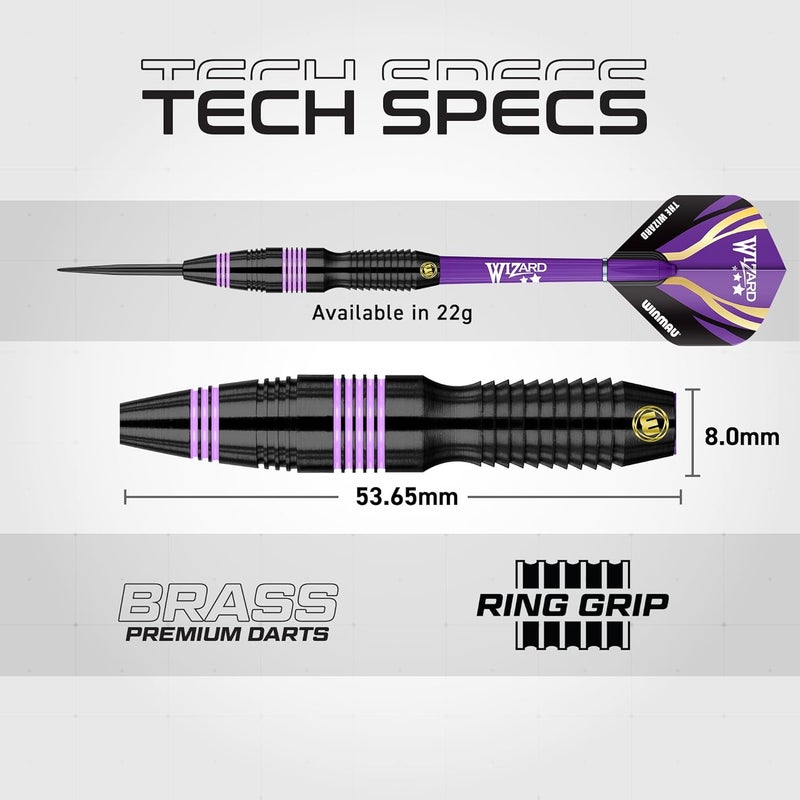 WINMAU Darts Michael 'MvG' Van Gerwen Vs Simon 'The Wizard' Whitlock Twin Set - 22g Steeltip Brass Darts with Flights and Shafts - Image 5