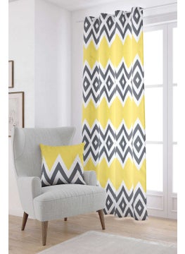 Cango Home Yellow Gray Decorative Zigzag Patterned Digital Printed Curtain YST12-PR  - Image 1