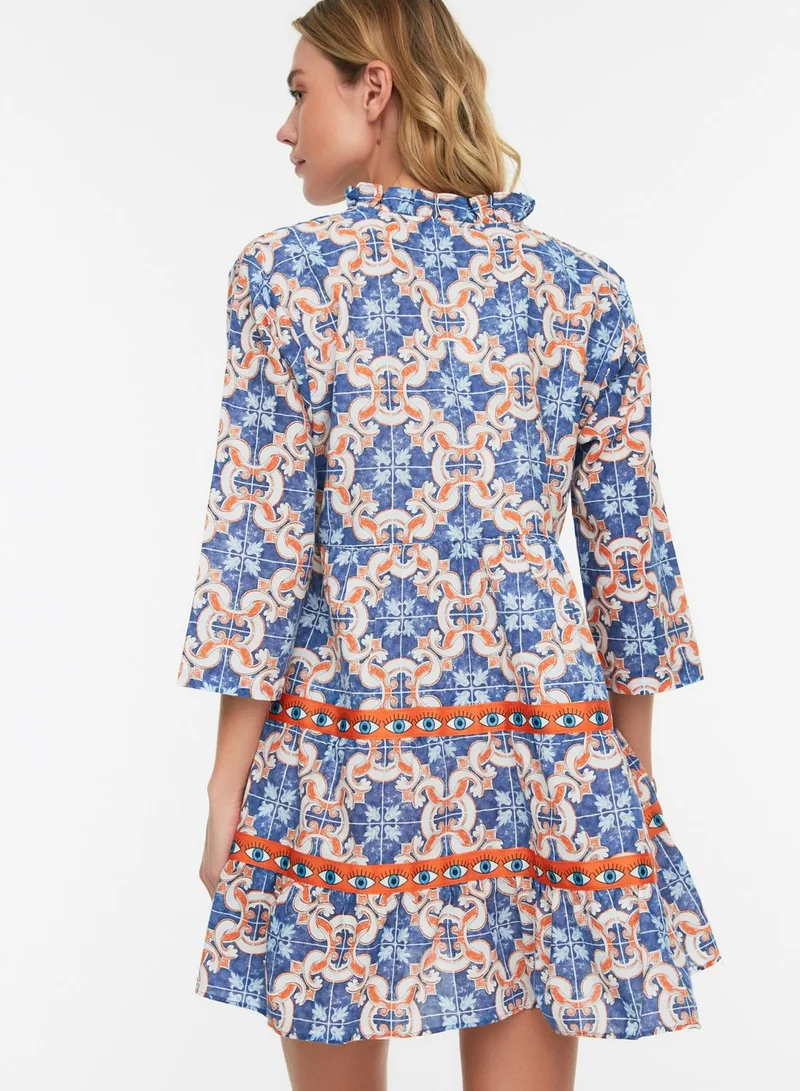 trendyol Polo Neck Printed Dress