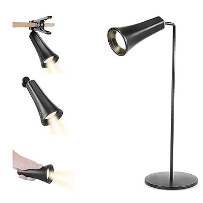 TABLE LAMP FOR STUDY WITH MULTIPLE ATTACHMENTS DESK LAMPS FOR STUDENTS 4 IN 1 RECHARGEABLE DESK LIGHT WITH POWERFUL NEODYMIUM MAGNETS ADJUSTABLE BRIGHTNESS READING LAMP