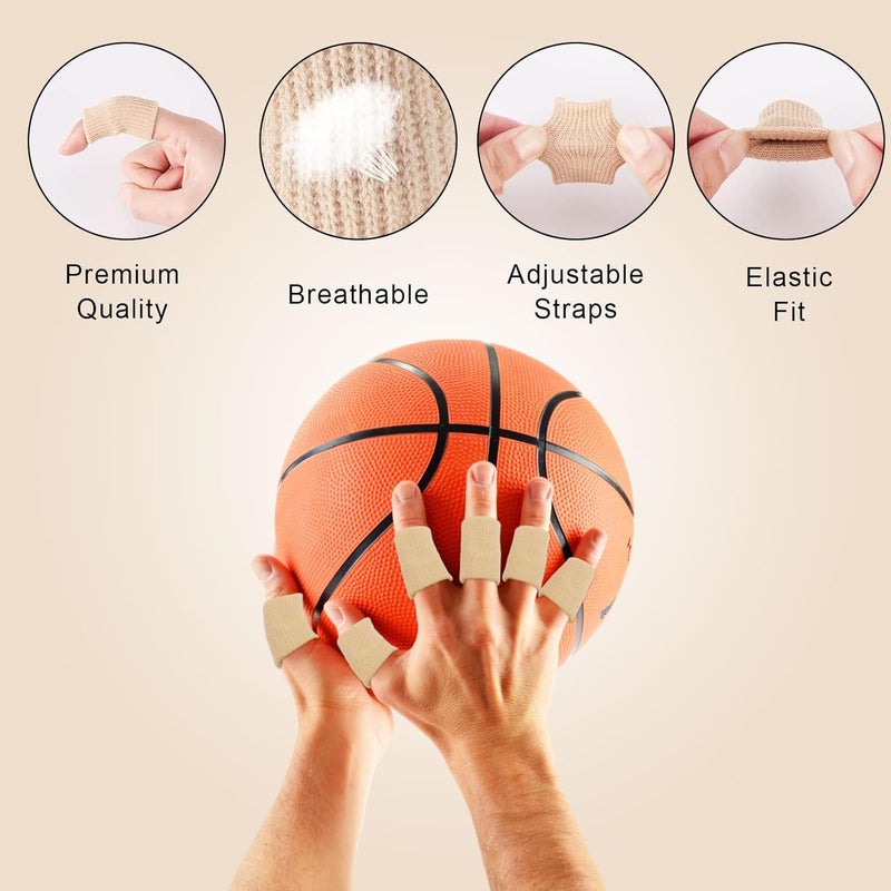 FUIPVGI 20 Pcs Finger Compression Sleeves, Breathable Finger Protectors Finger Sleeve Finger Support, Thumb Protector Thumb Bandage for Arthritis, Compression Finger Bandage (Nude) - Image 3