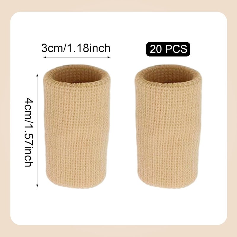 FUIPVGI 20 Pcs Finger Compression Sleeves, Breathable Finger Protectors Finger Sleeve Finger Support, Thumb Protector Thumb Bandage for Arthritis, Compression Finger Bandage (Nude) - Image 2