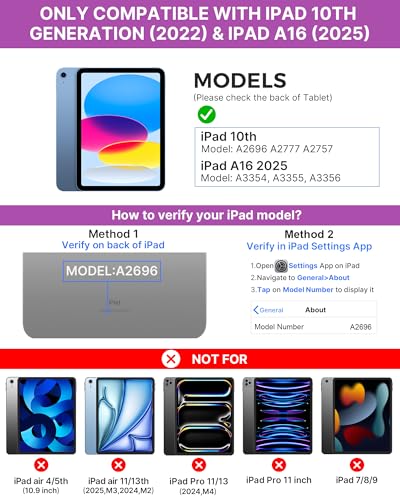 typecase Touch iPad 10th Generation Case with Keyboard (10.9", 2022) and iPad A16 (11th Gen, 2025) – 360° Rotatable, 11-Color Backlit, Multi-Touch Trackpad, Thin & Light (Light Purple) - Image 2