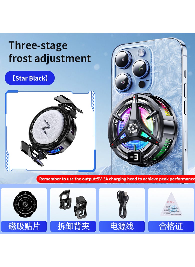 Exceed Semiconductor Phone Cooler with RGB Light, Phone Cooler for Game Fan PUBG, Designed iPhone 12/13 Series, Live Streaming and Vlog, Semiconductor Heatsink Without Noise iOS Android, ipad Tablet, Digital display temperature - Image 1