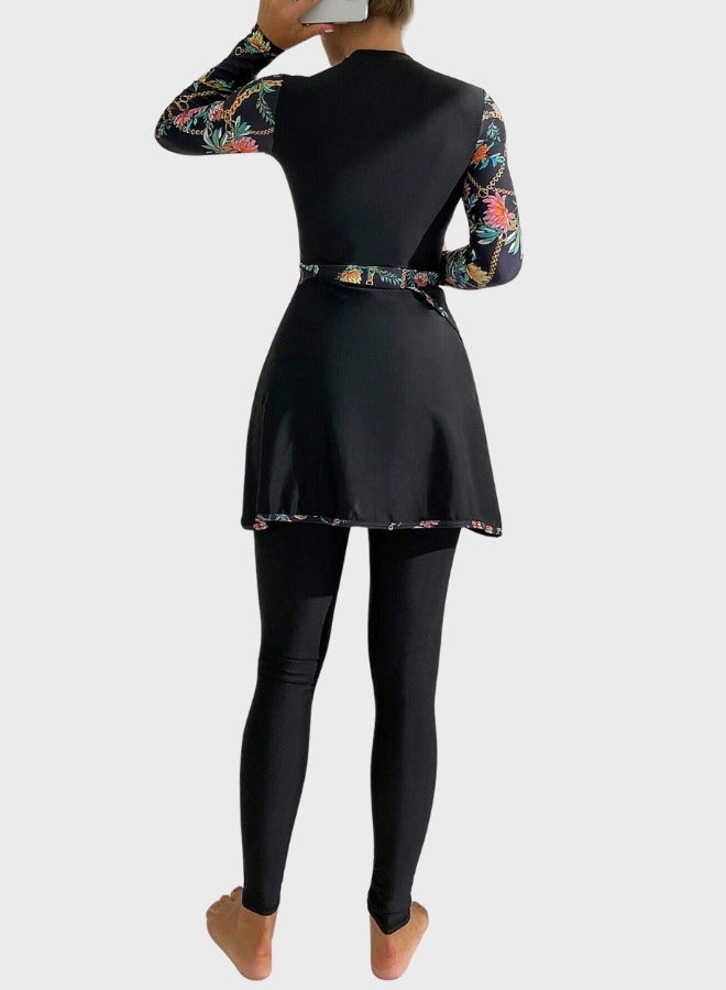 Fianser Burkini Swimsuits Set 2-Piece Full Cover Swimwear Long Sleeve Muslim Zipper Conservative Modest Fashion Classic Islamic Sun Protection Diving Surfing Suit - Image 2