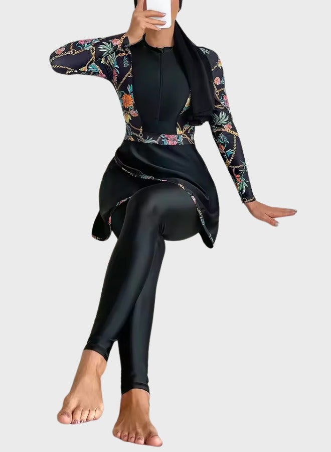 Fianser Burkini Swimsuits Set 2-Piece Full Cover Swimwear Long Sleeve Muslim Zipper Conservative Modest Fashion Classic Islamic Sun Protection Diving Surfing Suit - Image 5