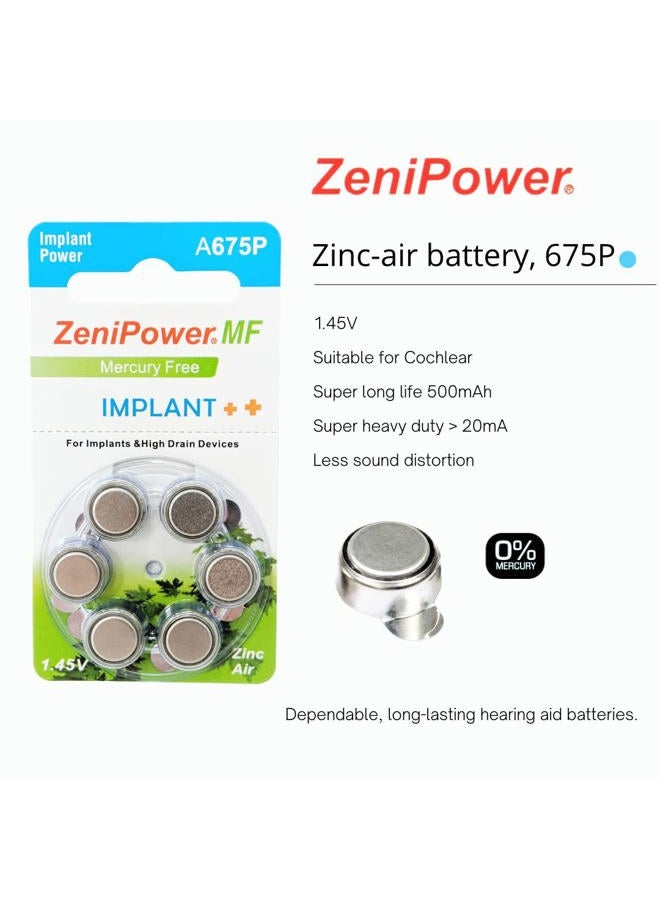 ZeniPower Cochlear Implant Batteries Size A675P Zero Mercury (60 Batteries) - Image 2