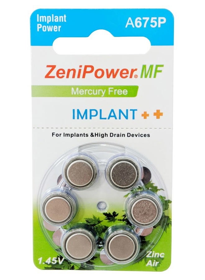 ZeniPower Cochlear Implant Batteries Size A675P Zero Mercury (60 Batteries) - Image 1