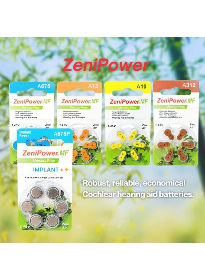 ZeniPower Cochlear Implant Batteries Size A675P Zero Mercury (60 Batteries) - Image 3