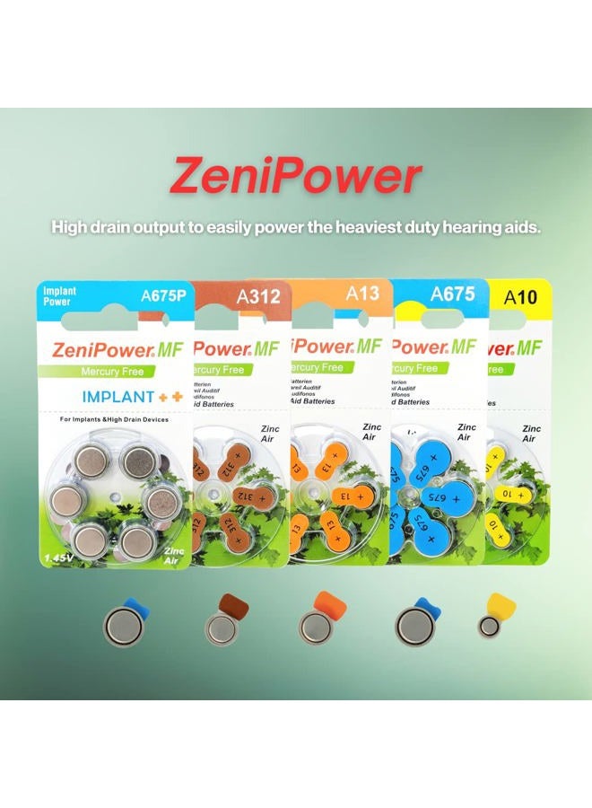 ZeniPower Cochlear Implant Batteries Size A675P Zero Mercury (60 Batteries) - Image 5