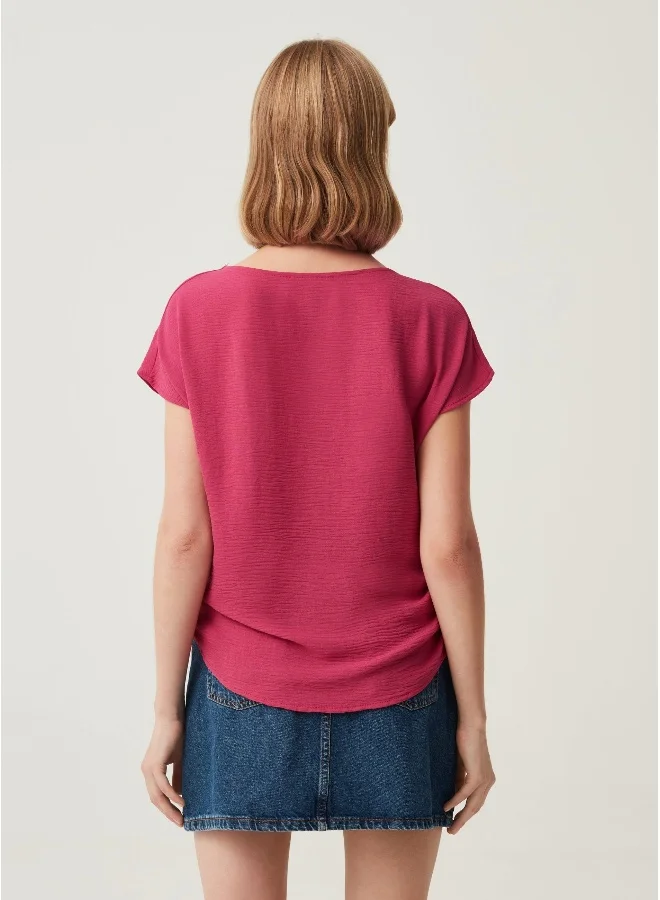 Ovs Ovs Womens Cowl Neck Ruched Side Seam T-Shirt