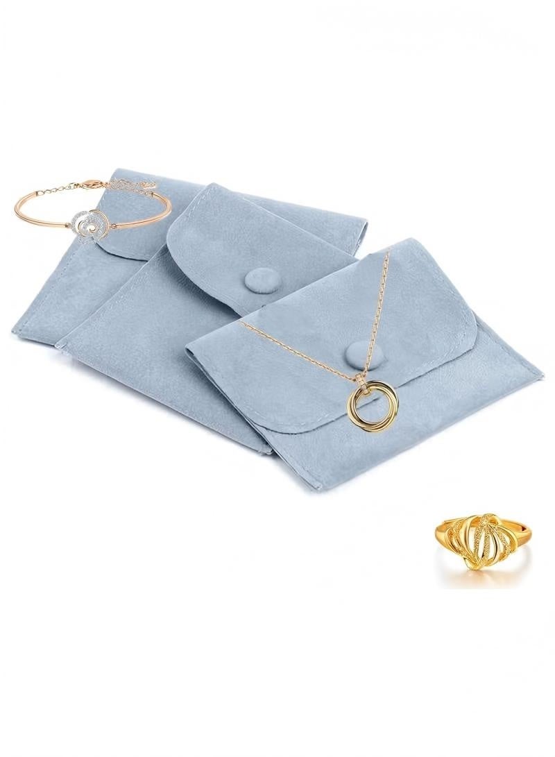 Elegant Silk Jewelry Storage Pouch with Snap Button Gift Bags, Small Jewelry Box for Bracelets, Necklaces, Earrings, Rings, Pendants, Brooches, Watches, and Other Small Items 6 Pcs (Pink+Blue) - Image 3