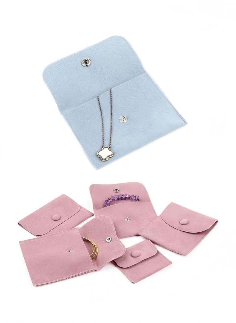 Elegant Silk Jewelry Storage Pouch with Snap Button Gift Bags, Small Jewelry Box for Bracelets, Necklaces, Earrings, Rings, Pendants, Brooches, Watches, and Other Small Items 6 Pcs (Pink+Blue) - Image 4
