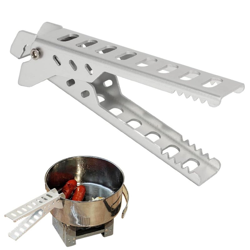 HASTHIP® Kitchen Pot Gripper, Aluminum Alloy Anti Scalding Hot Plate Gripper 4.8'' Portable Camping Kitchenware Gripper Hot Utensils Gripper for Hot Plate, Pot