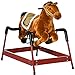 Qaba Kids Spring Rocking Horse Ride on Horse for Girls and Boys with Animal Sounds Plush Animal Rideon Toy with Soft Feel Interactive Toy for Kids Light Brown - Image 3