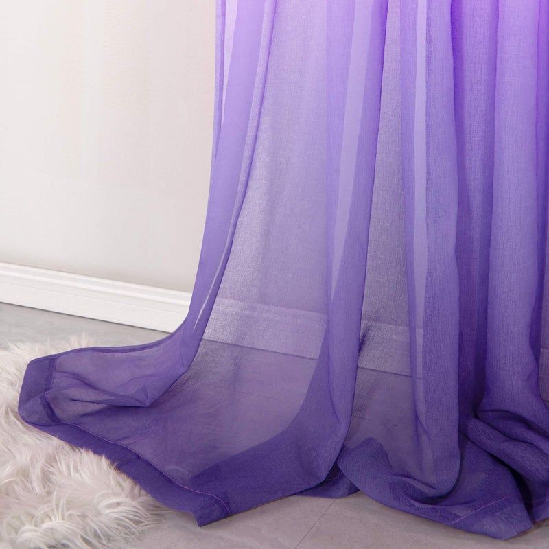 Pitalk Mermaid Girls Room Decorations for Bedroom 2 Panels Rod Pocket Ombre Curtains Mermaid Room Decor for Teen Girls Aqua Teal and Lilac Purple 63 Inch Length - Image 3