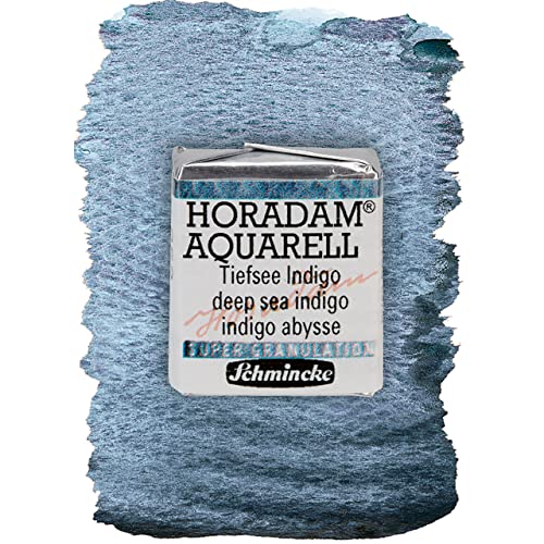 Schmincke - HORADAM® AQUARELL, Super Granulation, 14 952 044 Deep Sea Indigo, 1/2 Pans, Very Strong granulating Tones, Finest, Super granulating Watercolors - Image 1