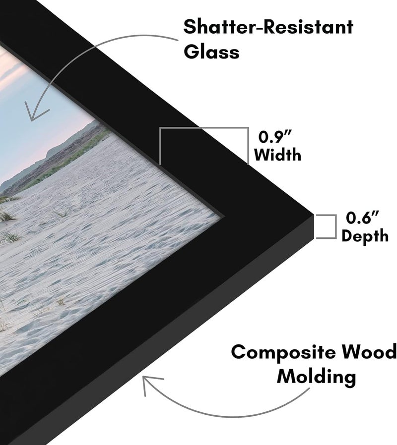 Americanflat 8x24 Picture Frame with Shatter-Resistant Glass - Signature Collection - Gallery-Style Frames Made of Engineered Wood - Photo Frame for Wall Display - Black - Image 3