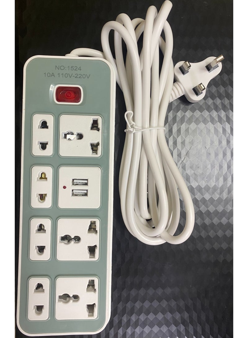 ZHF Smart Strip 1524 – 8-in-1 Universal Power Extension with USB (2.5m Cable) - Image 2