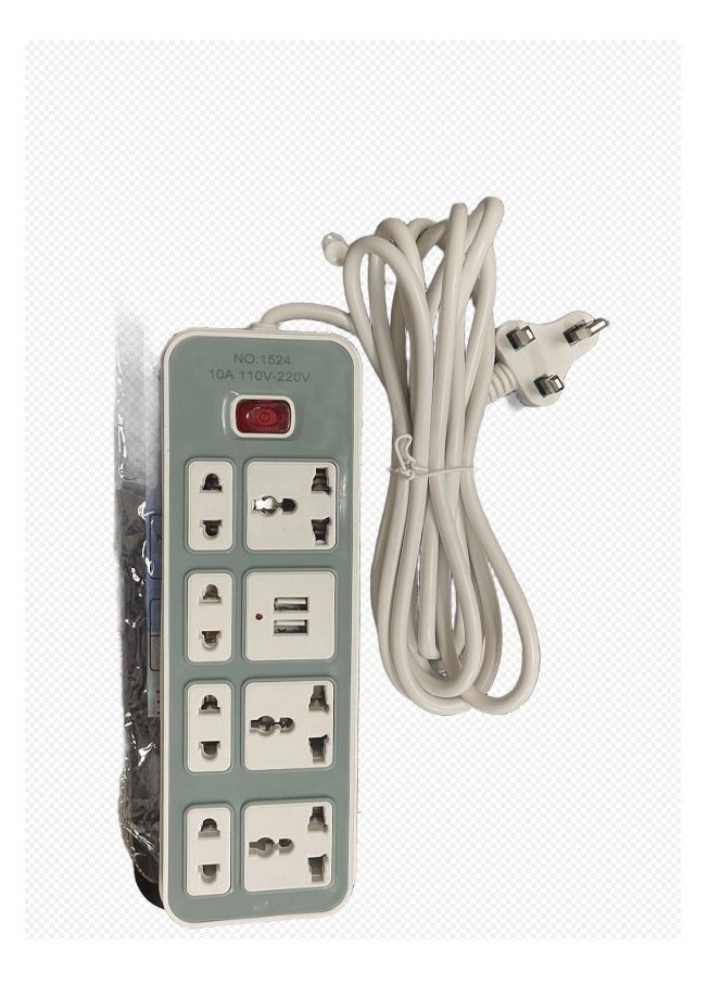 ZHF Smart Strip 1524 – 8-in-1 Universal Power Extension with USB (2.5m Cable) - Image 1