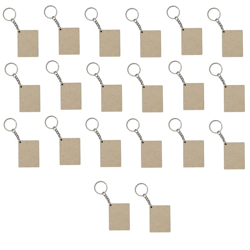 Maitri Maitri™ 20 Pcs Rectangle Shape Key Chains with Ring (50 x 50) mm | Art and Craft with Smooth Surface | It is Suitable for All Type of Craft Activities | Mandala Art MDF Board Suitable for Decoupage  - Image 1