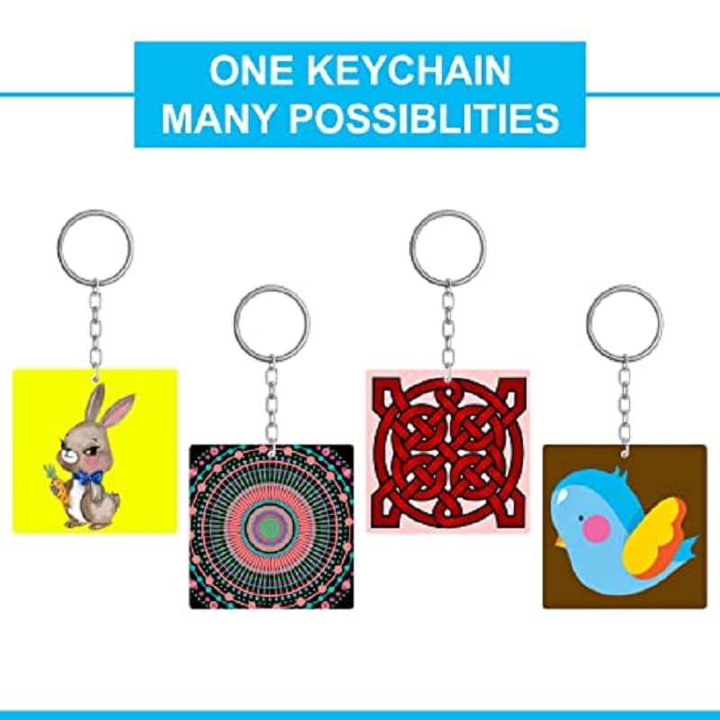 Maitri Maitri™ 20 Pcs Rectangle Shape Key Chains with Ring (50 x 50) mm | Art and Craft with Smooth Surface | It is Suitable for All Type of Craft Activities | Mandala Art MDF Board Suitable for Decoupage  - Image 4