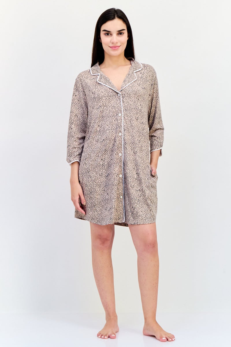 Jones New York فستان نوم نسائي بطبعة حيوانات بأكمام 3/4، متعدد الألوان - Image 4