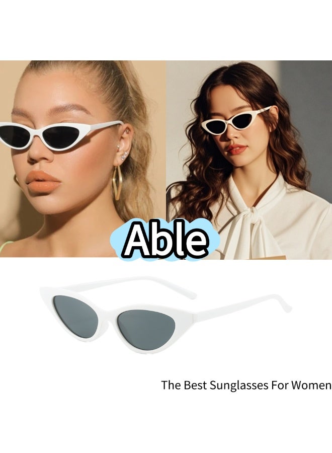 ABLE 【2025New Glasse】Women's Cat Eye Polarized Sunglasses - UV400 UV Protection, High-Definition  Anti-Glare, White Frame - for Fishing/Driving/Travel, Face-Shaping Fashion Accessory - Image 1