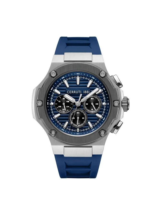 CERRUTI 1881 Lucardo 44mm Blue Dial Silicone Strap Multifunction Watch For Men