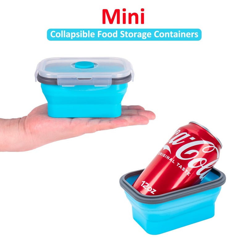 Annaklin Collapsible Food Storage Containers with Lids & Vent, 11.8 oz, Kitchen Stacking Silicone Collapsible Meal Prep Container Set for Leftover, Microwave Freezer Dishwasher Safe, Blue Small 4 Pack - Image 3