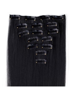 miss u hair Black Hair Extensions 24"/60Cm 130G 7Pcs/Set Women Long Straight Synthetic Hair Full Head Clip In Hair Extensions Pieces (1 Jet Black)  - Image 1