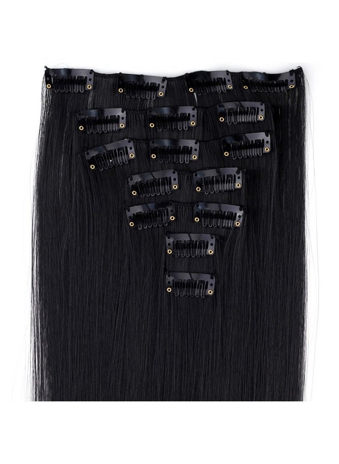 miss u hair Black Hair Extensions 24"/60Cm 130G 7Pcs/Set Women Long Straight Synthetic Hair Full Head Clip In Hair Extensions Pieces (1 Jet Black)  - Image 2