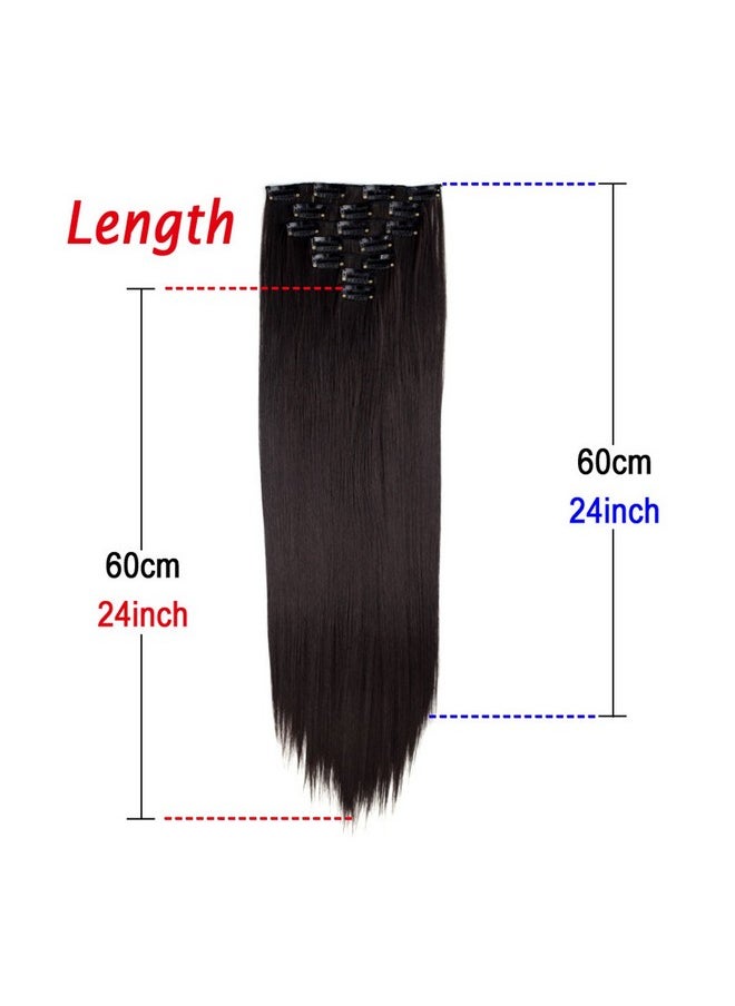 miss u hair Black Hair Extensions 24"/60Cm 130G 7Pcs/Set Women Long Straight Synthetic Hair Full Head Clip In Hair Extensions Pieces (1 Jet Black)  - Image 5